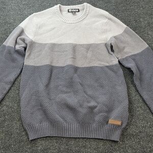 Sherpa Adventure Gear Mens M Colorblock Knit Sweater Outdoors Hiking Gray Medium